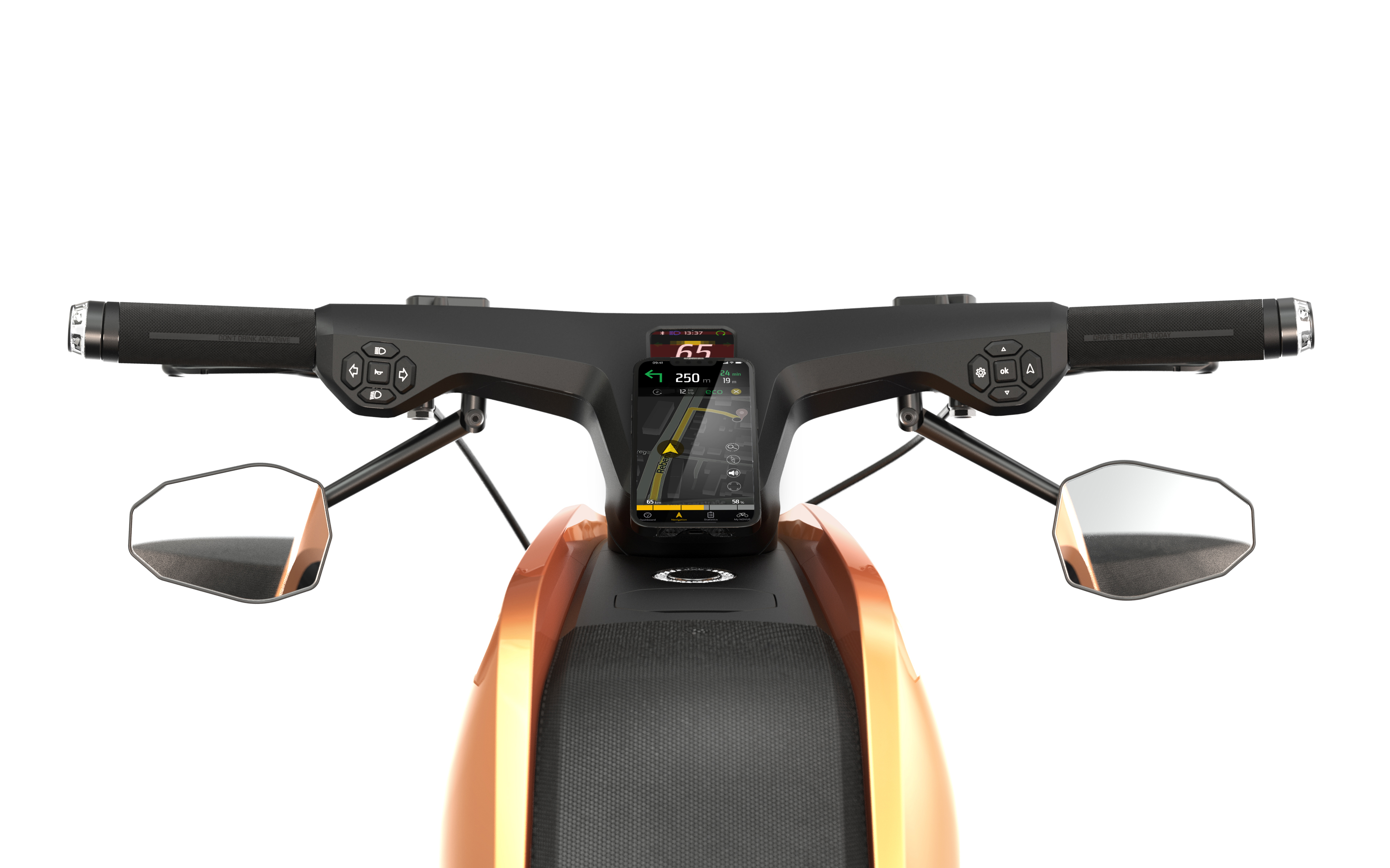 NOVUS electric motorbike on an open road